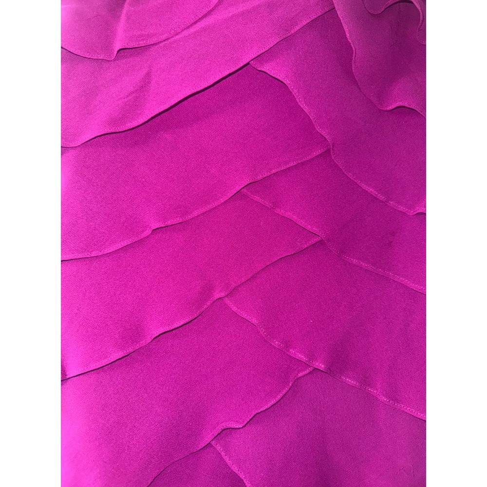 Tadashi Shoji Magenta Purple 100% Silk Tiered Ruffle Gown Dress EI8480S Size 10 - Picture 4 of 7